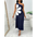 Floral Sling Shoulder Dress - Dark Blue / S