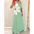 Floral Sling Shoulder Dress - Light Green / S