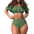 Flounced Split Tube Top Bikini - Army Green / S