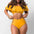 Flounced Split Tube Top Bikini - Sunflower Color / S