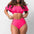 Flounced Split Tube Top Bikini - Watermelon Red / S
