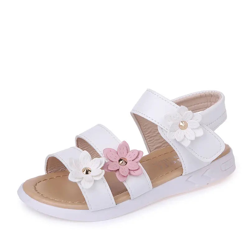 Flower Princess Roman Sandals - White / 22