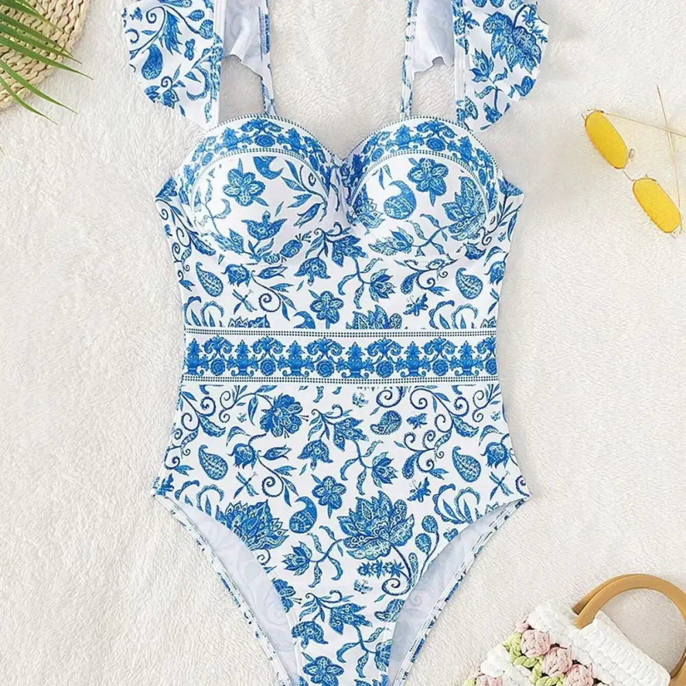 Flying Blue And White Porcelain National Characteristic Conjoined Swimming Suit