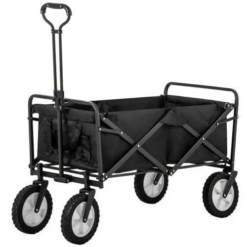 Folding All Terrain Outdoor Station Wagon Trolley Handcart Garden Wagon Black 5