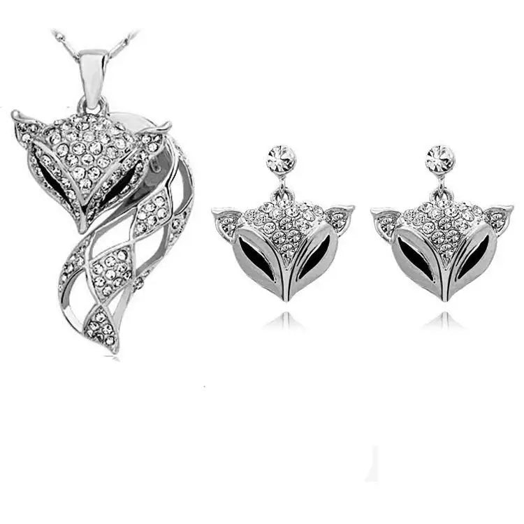Fox Duo Jewelry Set - Silver
