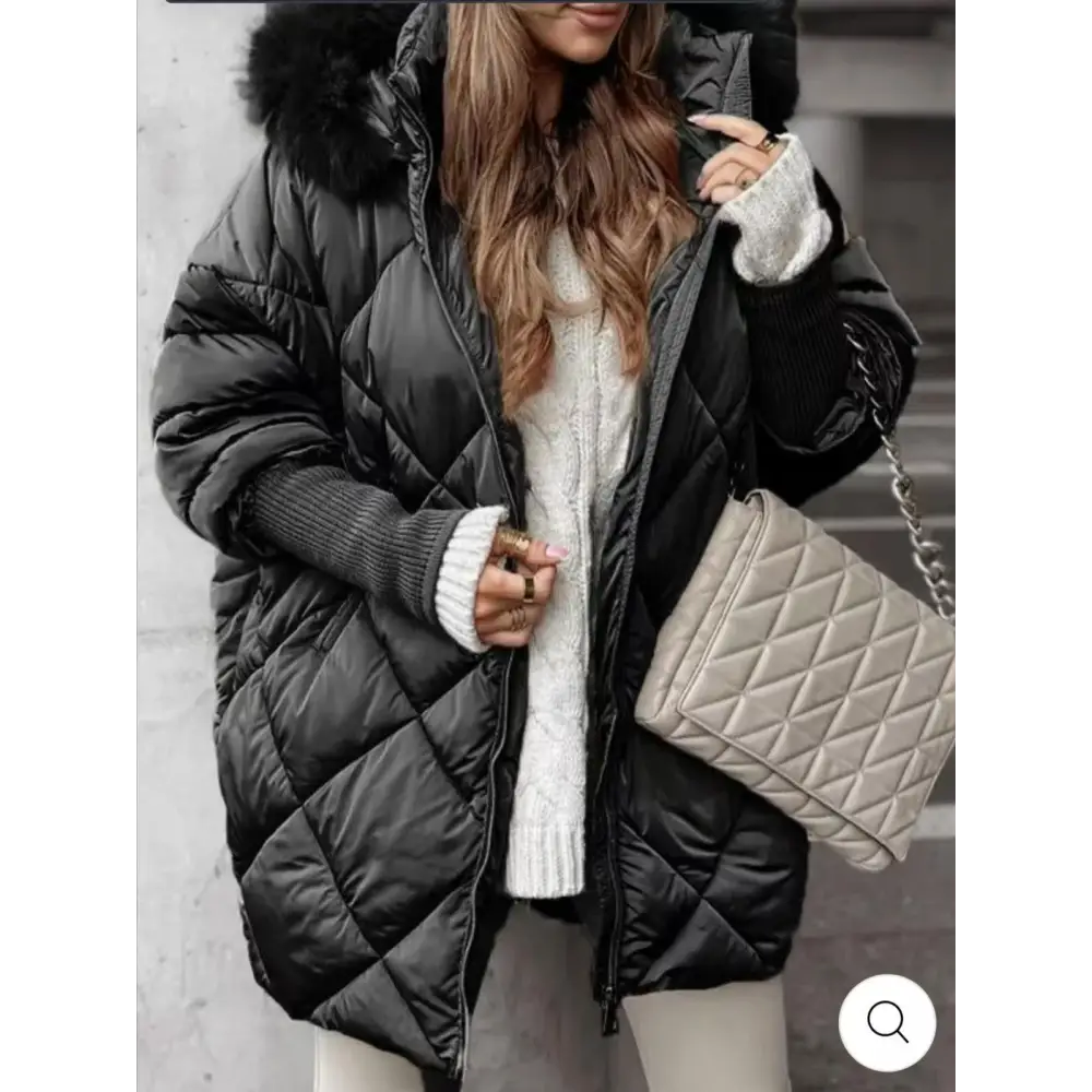 FrostGuard Hooded Cardigan Coat - Black / XS