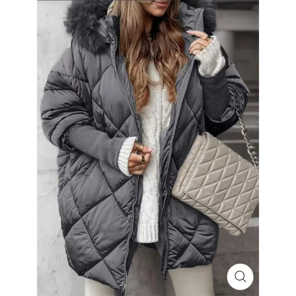 FrostGuard Hooded Cardigan Coat - Gray / XS