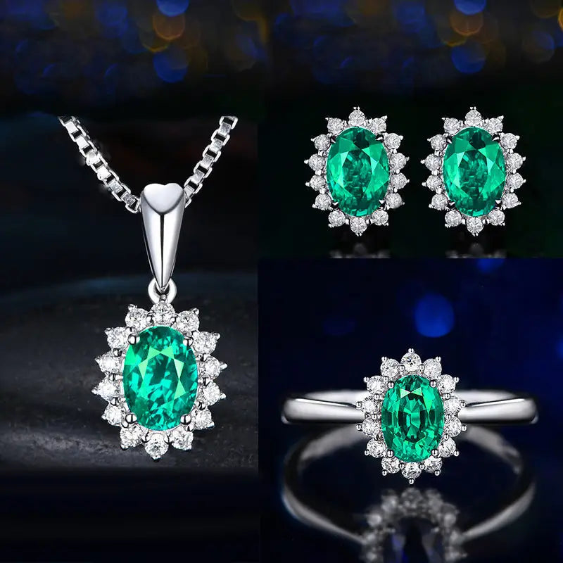 Gemstone Trio Jewelry Set - SJT01 Lvzuan