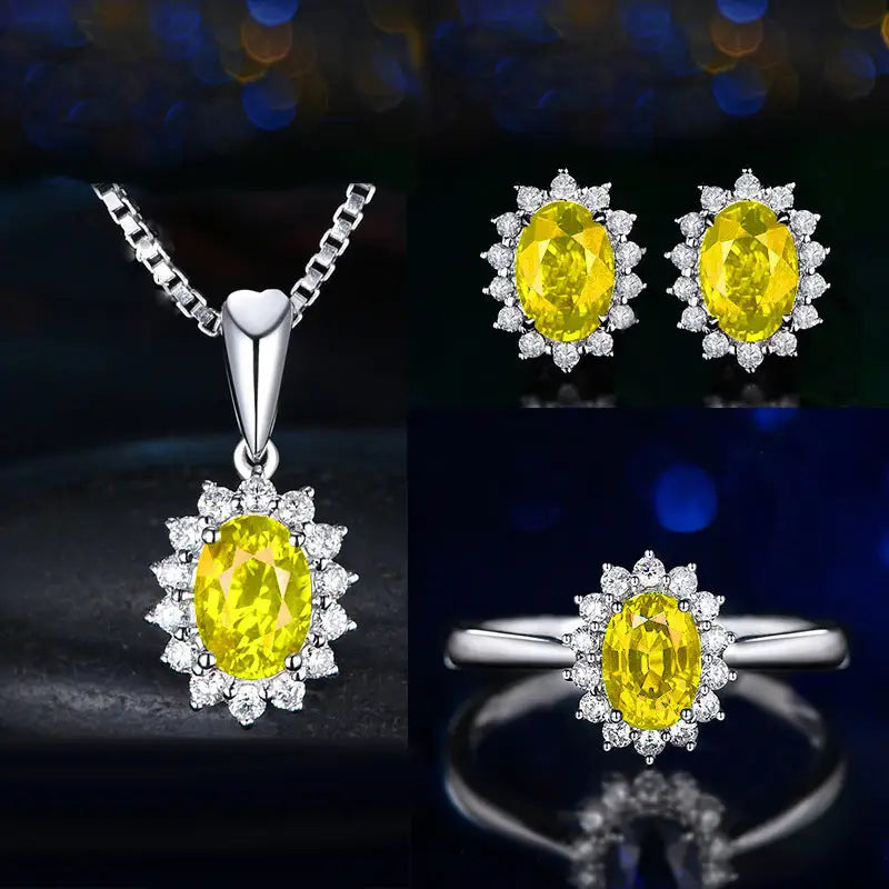 Gemstone Trio Jewelry Set - SJT01 Yellow Diamond