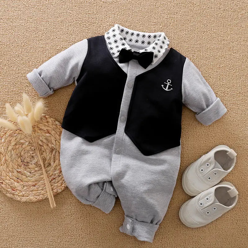 Gentleman’s Romper - Long-sleeved Baby Clothes - C / 59cm