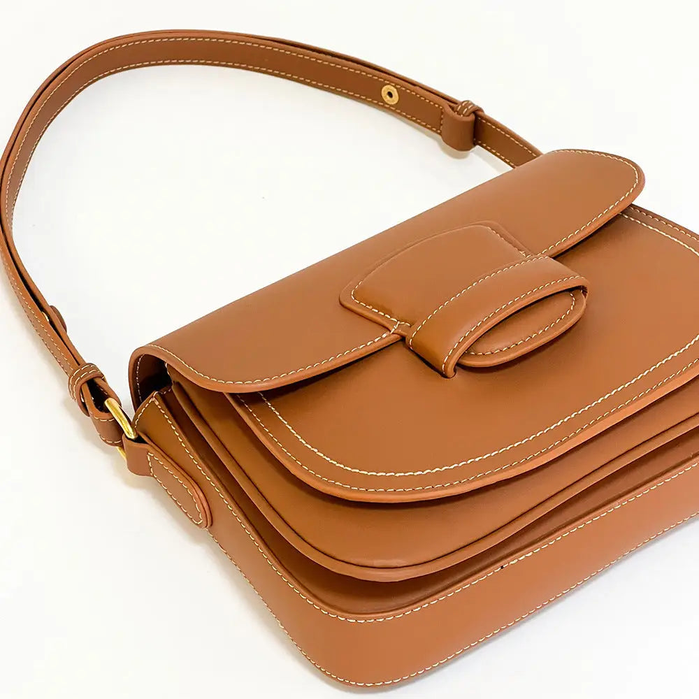 Genuine Leather Two Layer Round Suitcase Bag with Zipper Pocket