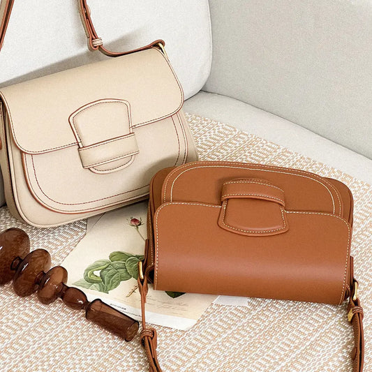 Genuine Leather Two Layer Round Suitcase Bag with Zipper Pocket
