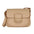 Genuine Leather Two Layer Round Suitcase Bag with Zipper Pocket - Cream Apricot