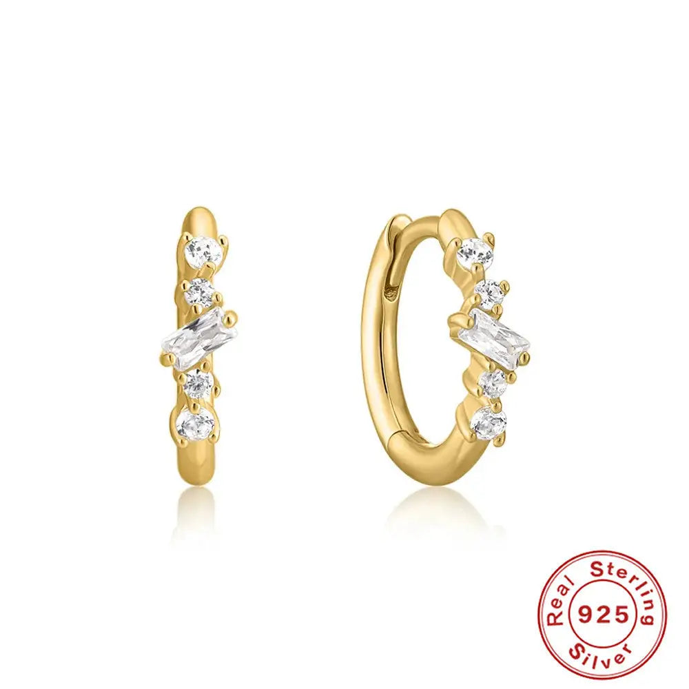 GeoDiamond Cluster Earrings - Gold Style 1 / 925 Silver