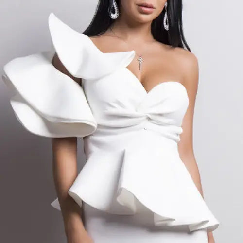 GlamourGoddess Dress - white / L