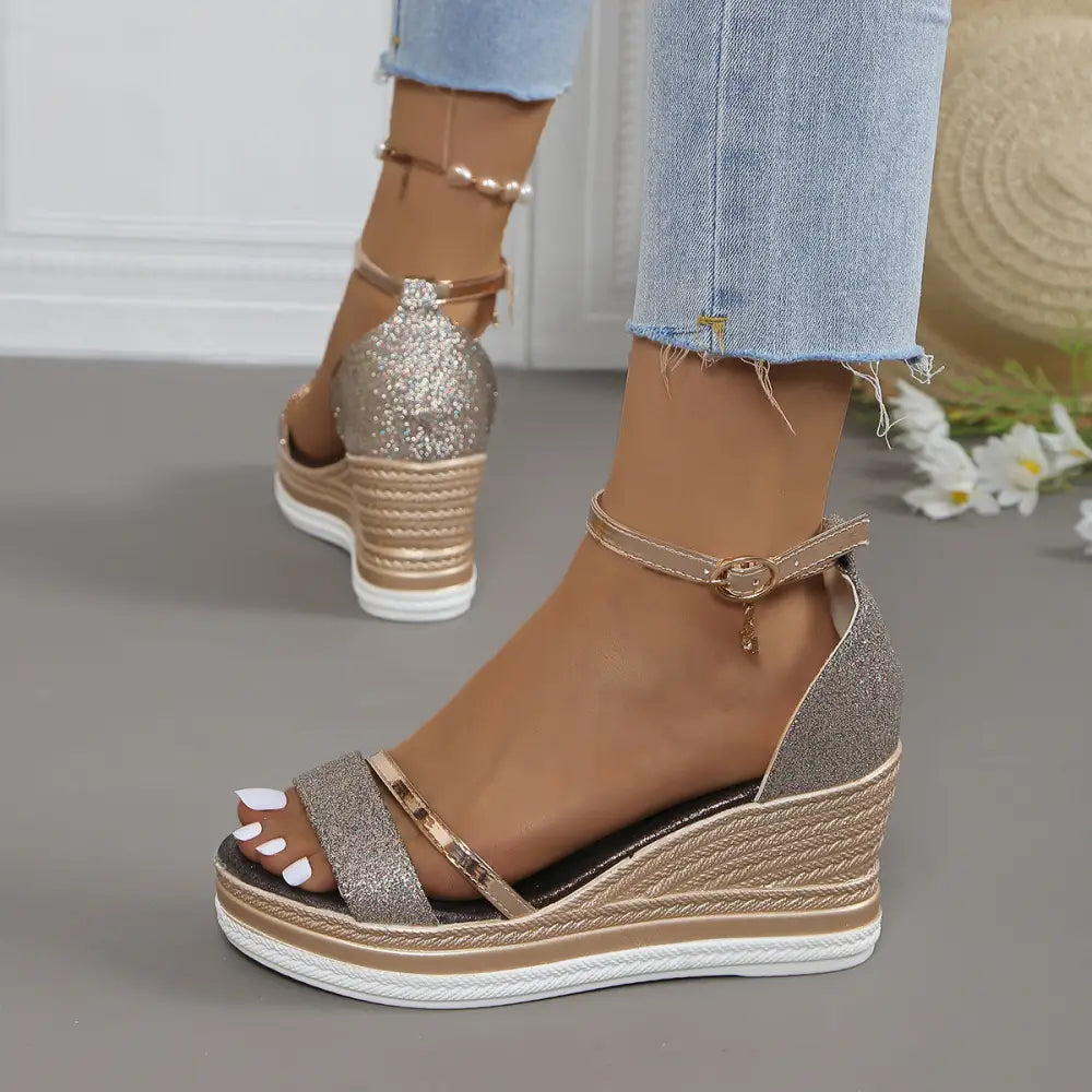 GlamStep: Rhinestone Peep Toe Sandals