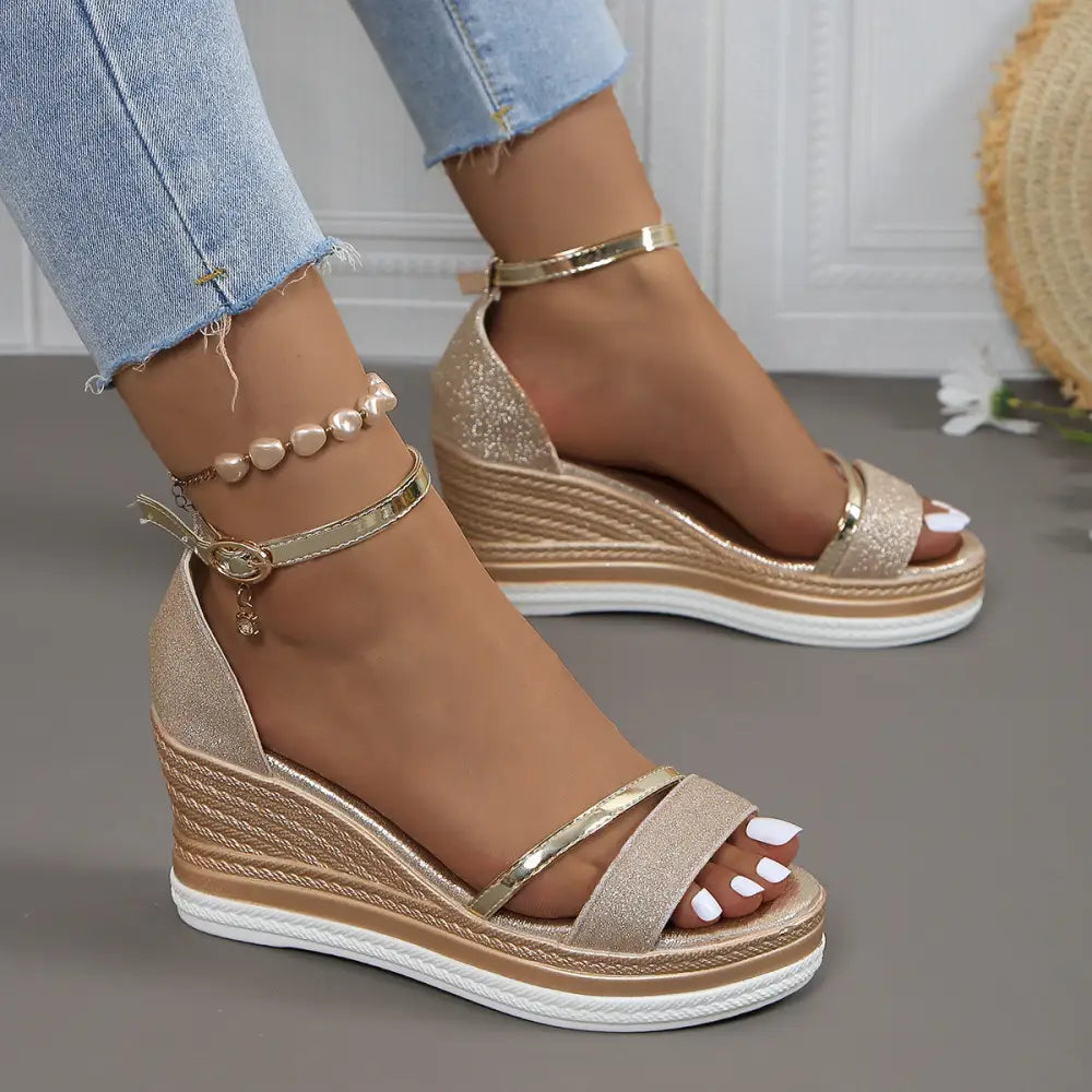 GlamStep: Rhinestone Peep Toe Sandals