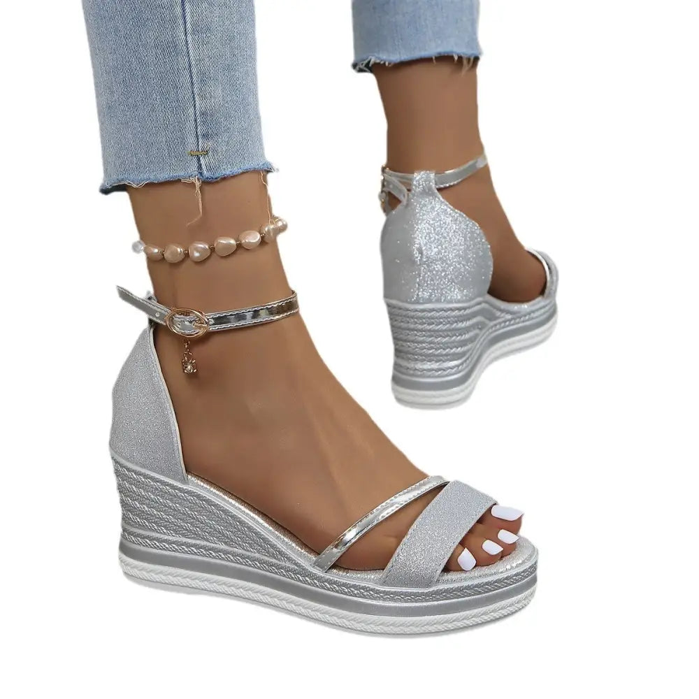 GlamStep: Rhinestone Peep Toe Sandals
