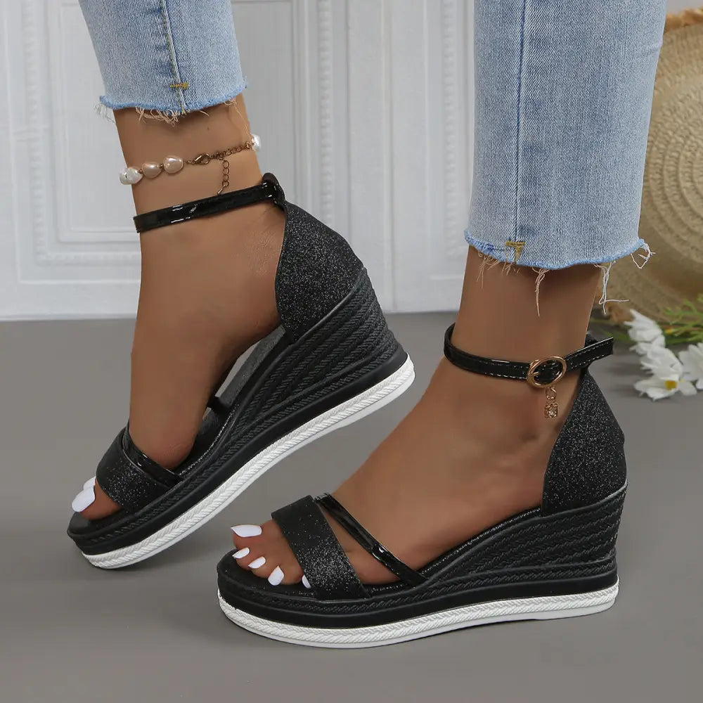 GlamStep: Rhinestone Peep Toe Sandals