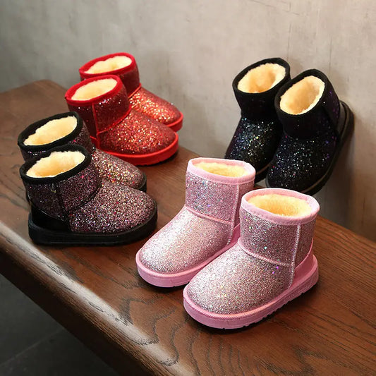 GlitterGlide Kids’ Sequin Snow Boots