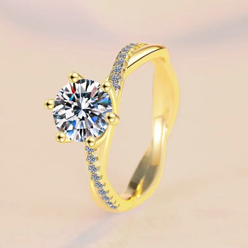 GlitzKarat Moissanite S925 Silver Ring - Super Flash Zircon 1 Karat / Adjustable Opening