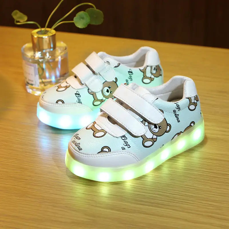 GlowFly Wings: LED USB Charge Kids’ Sneakers - Blue / 22 / USB