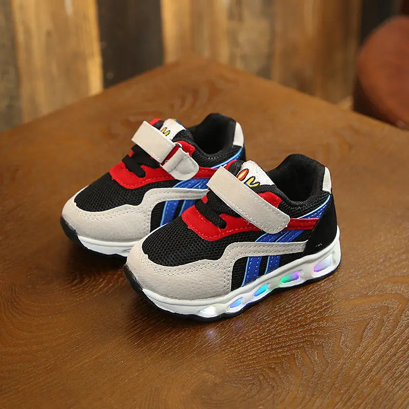 GlowStride Kids’ Airy Run Sneakers - Black / 24