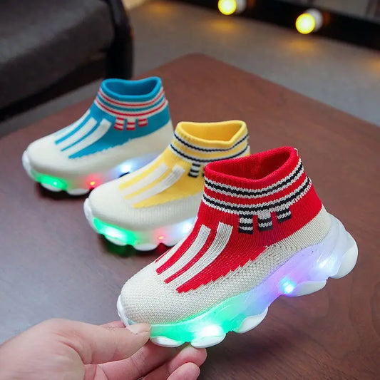 GlowStride Kids: Breathable LED Sneakers