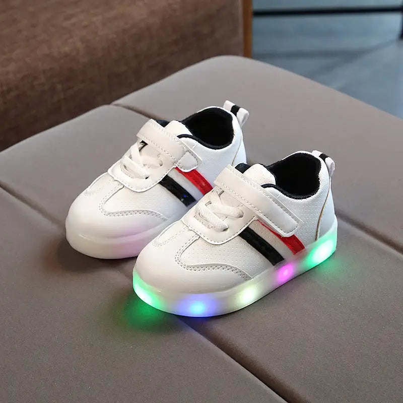 GlowStride: Kimmy White LED Sneakers - Black / 25