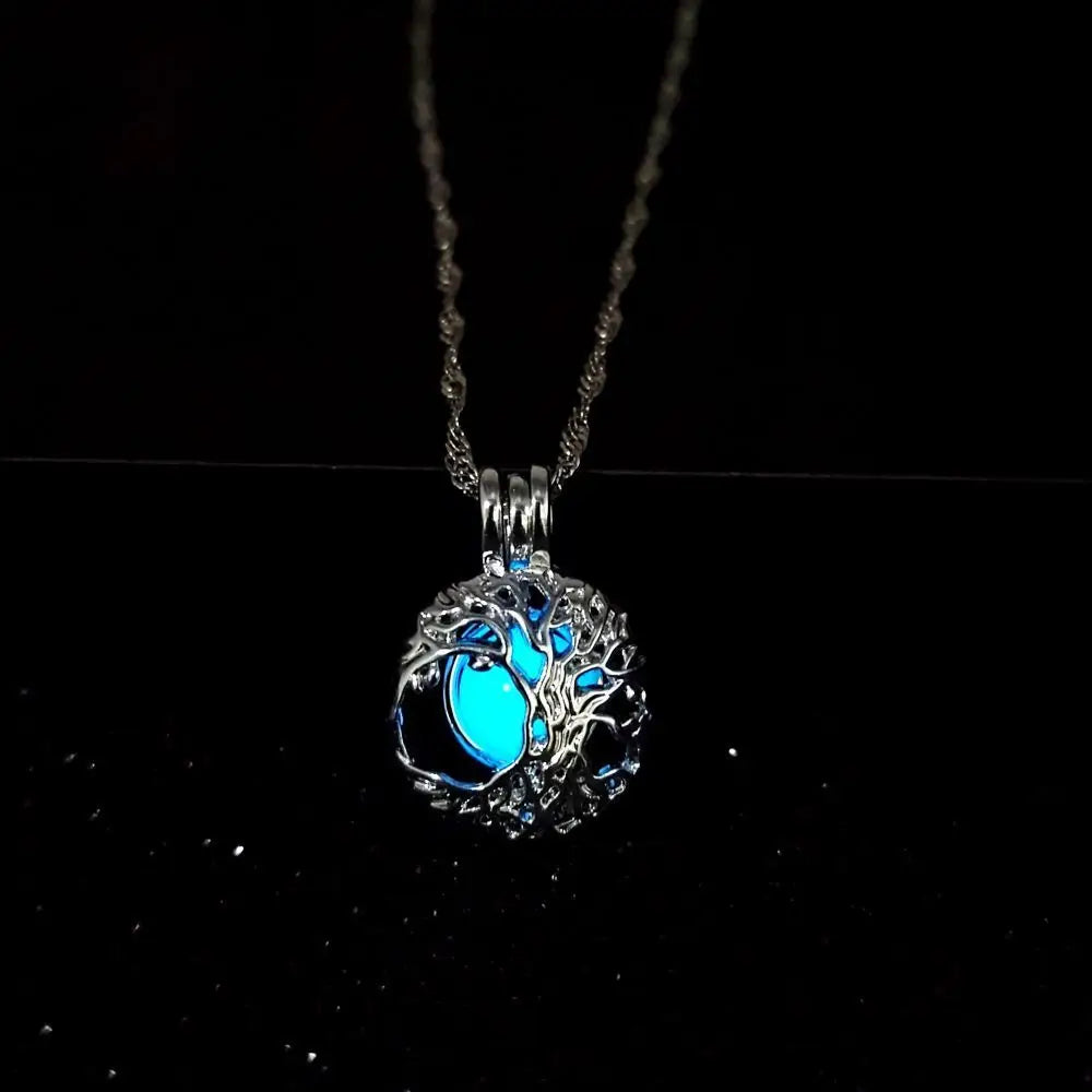 GlowTree Hollow Noctilucent Necklace with Ethereal Luminescence - Blue Light
