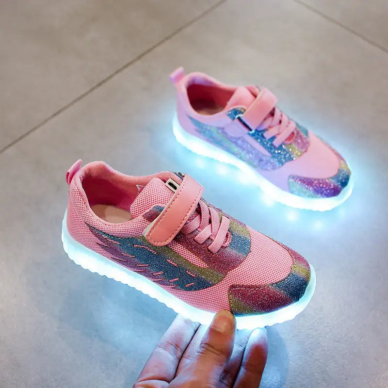 GlowWing USB Kids’ Light-Up Mesh Shoes