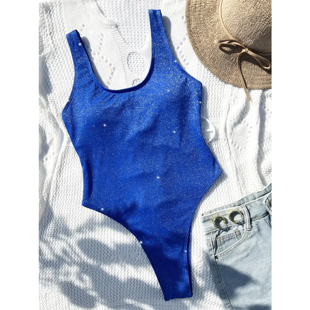 Gold And Silver Glitter One Piece Swimsuit