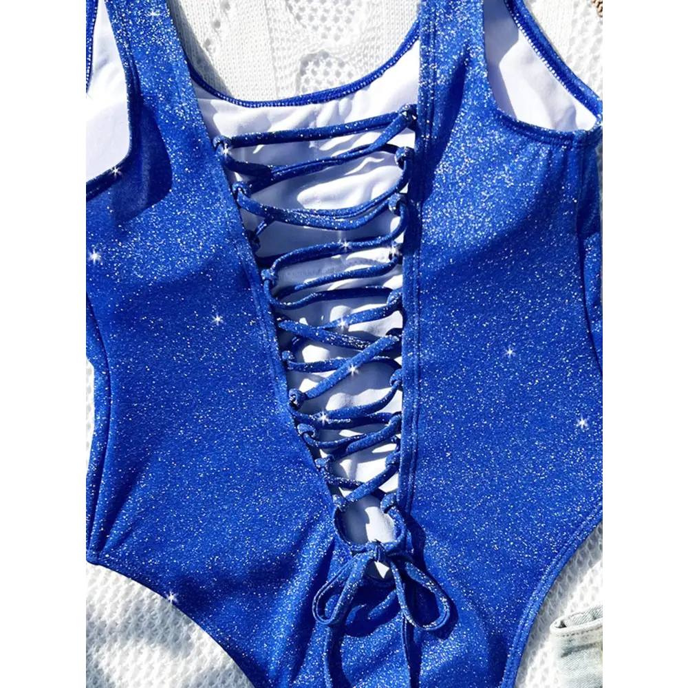 Gold And Silver Glitter One Piece Swimsuit