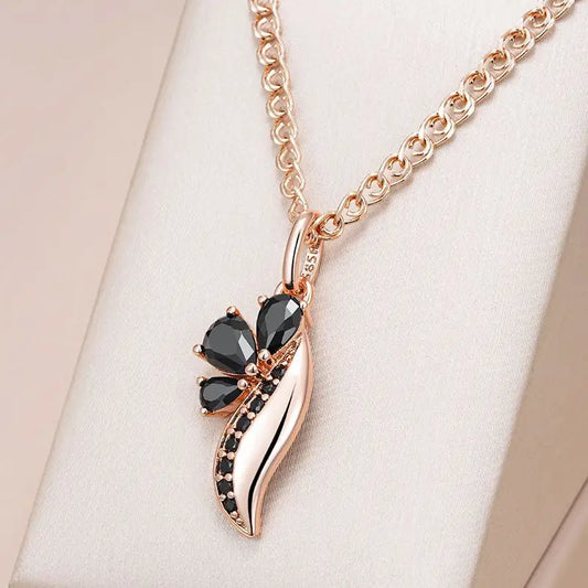 Gold Luxe Zircon Necklace - Black