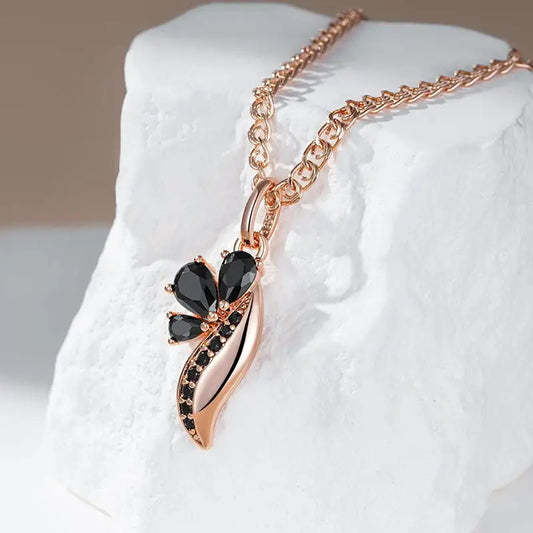 Gold Luxe Zircon Necklace - Black