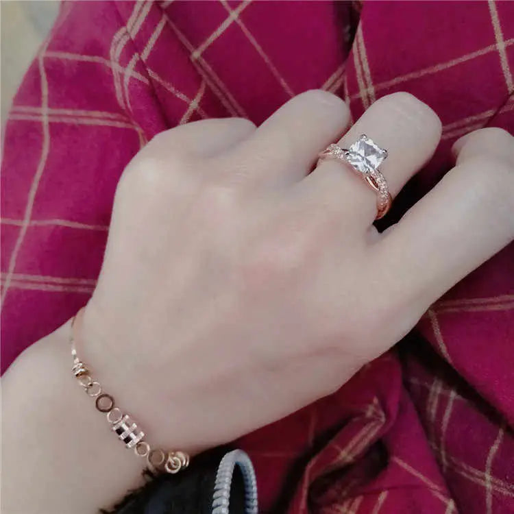 Golden Diamond Adjustable Ring
