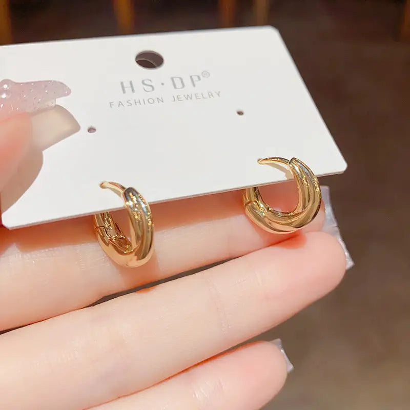 Golden Geo Chic 14K Gold Fashion Ear Clips - No 16