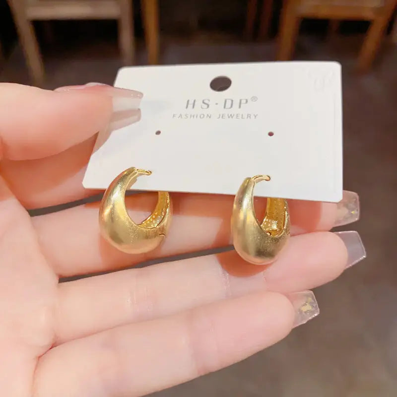 Golden Geo Chic 14K Gold Fashion Ear Clips - No 46