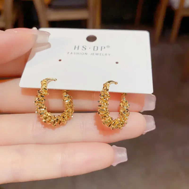 Golden Geo Chic 14K Gold Fashion Ear Clips - No 47
