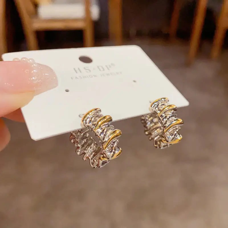 Golden Geo Chic 14K Gold Fashion Ear Clips - No 59