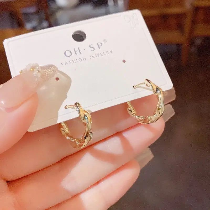Golden Geo Chic 14K Gold Fashion Ear Clips - No 66