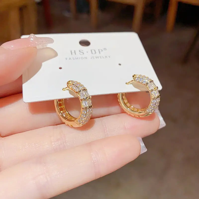 Golden Geo Chic 14K Gold Fashion Ear Clips - No80
