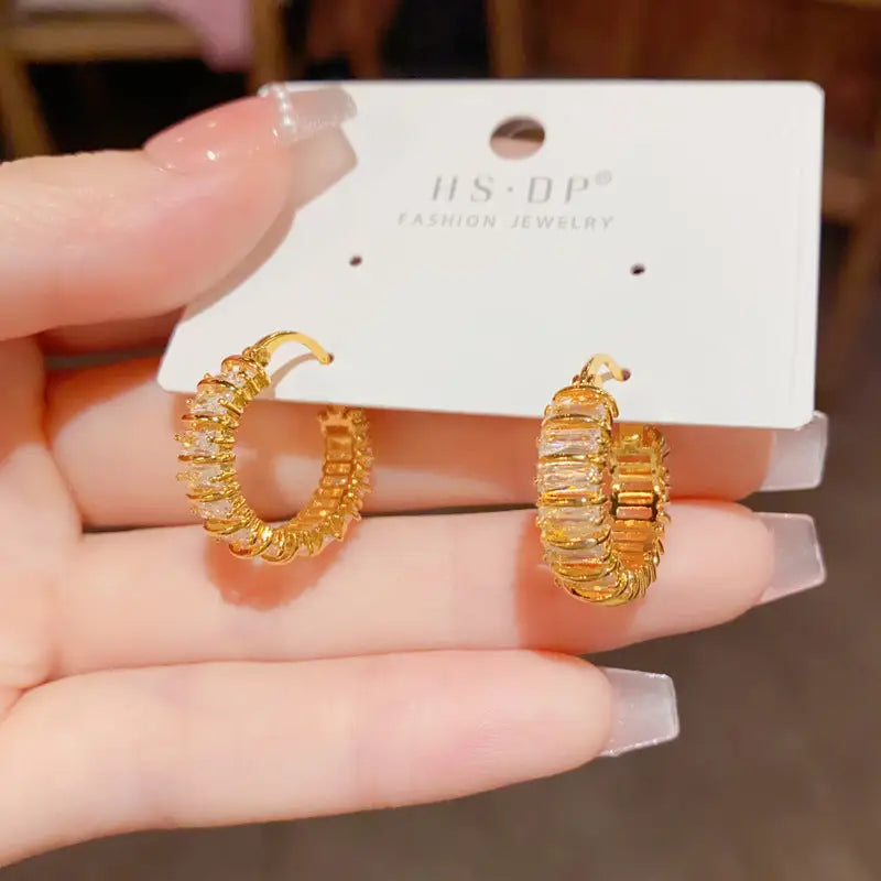 Golden Geo Chic 14K Gold Fashion Ear Clips - No95