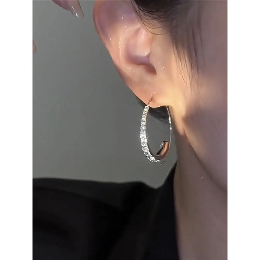 Graceful Diamond Round Earrings - Silver