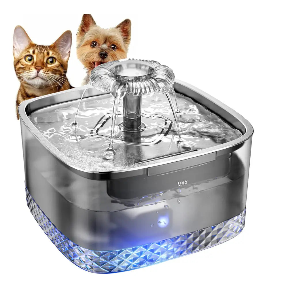 Gray Pet Water Dispenser with USB and Sensor Black Filter Cotton Set