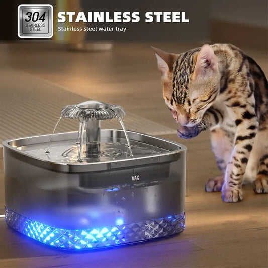 Gray Pet Water Dispenser with USB and Sensor Black Filter Cotton Set