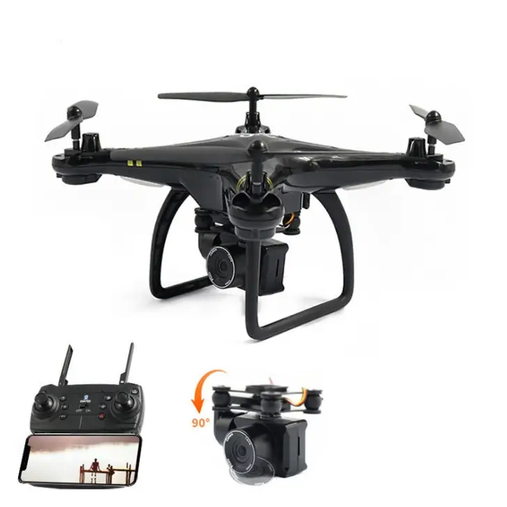 GW168 Remote Control Drone with LED Light and 3D Roll Functions Black