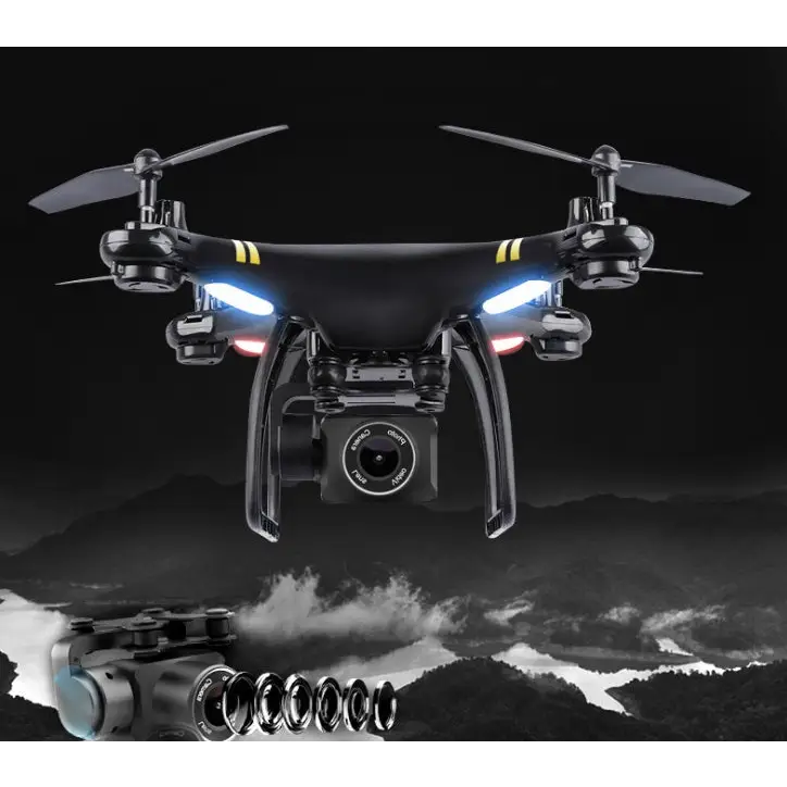GW168 Remote Control Drone with LED Light and 3D Roll Functions Black