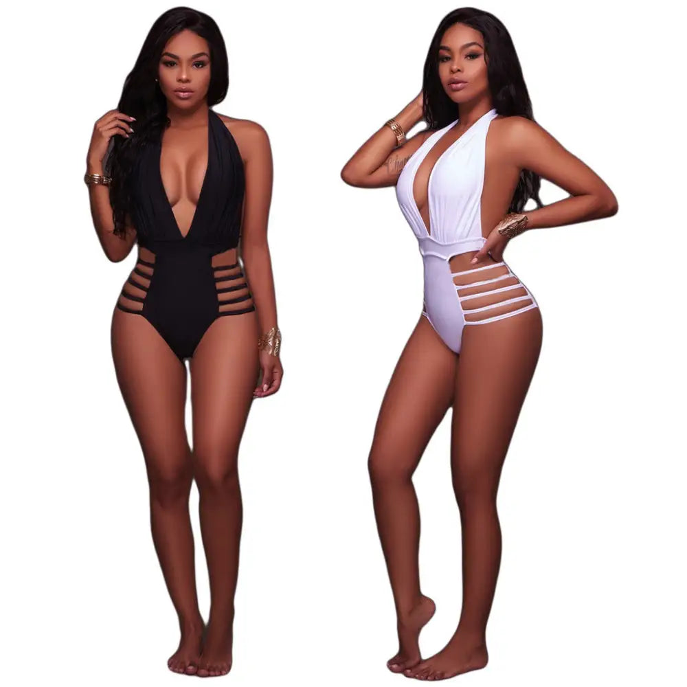 Halter Tie Cutout Back Triangle One-Piece Swimsuit