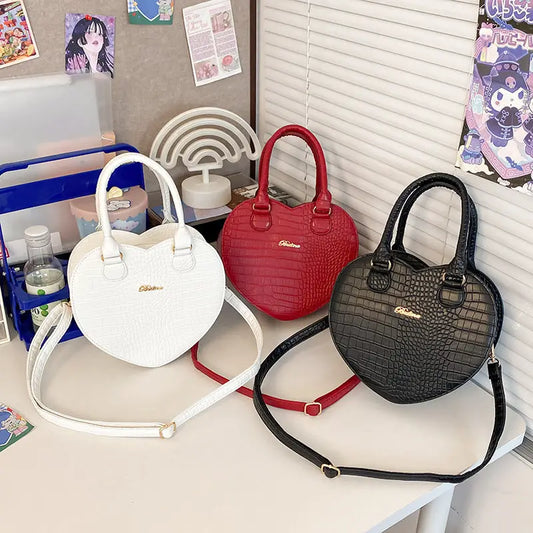 Heart Shape PU Leather Women’s Crossbody Bag with Sandwich Pocket